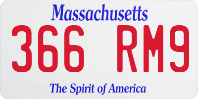 MA license plate 366RM9