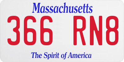 MA license plate 366RN8