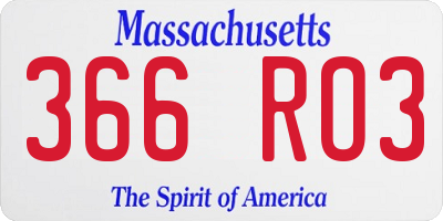 MA license plate 366RO3
