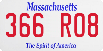 MA license plate 366RO8