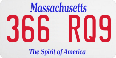 MA license plate 366RQ9