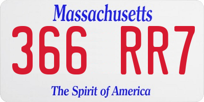 MA license plate 366RR7