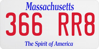 MA license plate 366RR8