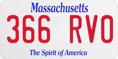MA license plate 366RV0