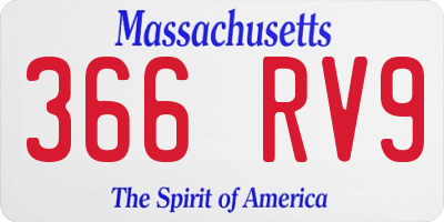 MA license plate 366RV9