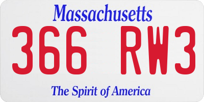 MA license plate 366RW3