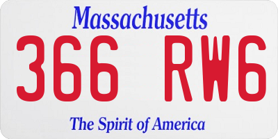 MA license plate 366RW6