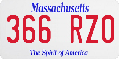 MA license plate 366RZ0