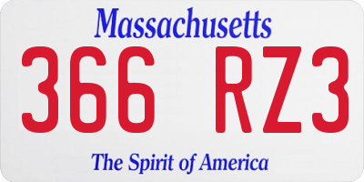 MA license plate 366RZ3
