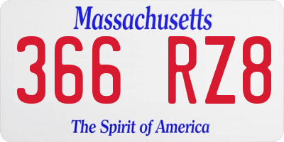 MA license plate 366RZ8