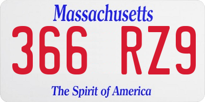 MA license plate 366RZ9