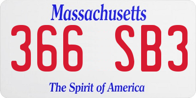 MA license plate 366SB3