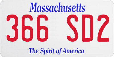 MA license plate 366SD2