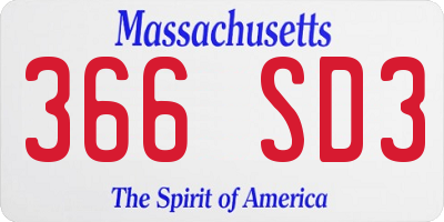 MA license plate 366SD3