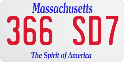 MA license plate 366SD7