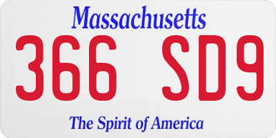 MA license plate 366SD9