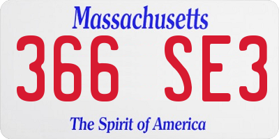 MA license plate 366SE3