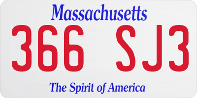 MA license plate 366SJ3