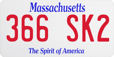 MA license plate 366SK2