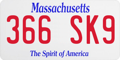 MA license plate 366SK9
