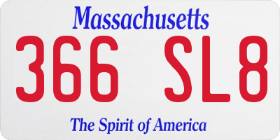 MA license plate 366SL8