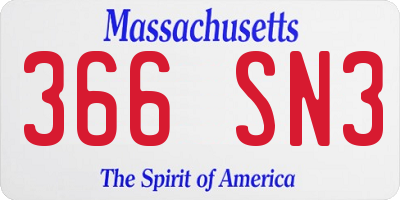 MA license plate 366SN3