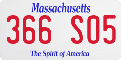MA license plate 366SO5