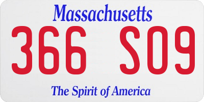 MA license plate 366SO9
