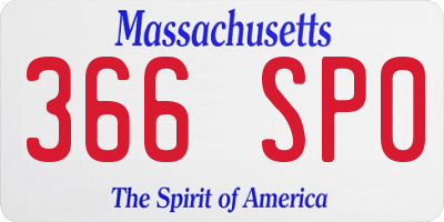 MA license plate 366SP0