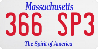 MA license plate 366SP3