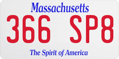 MA license plate 366SP8
