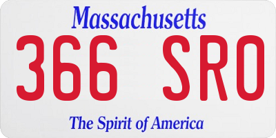 MA license plate 366SR0