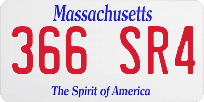MA license plate 366SR4