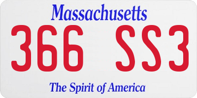 MA license plate 366SS3