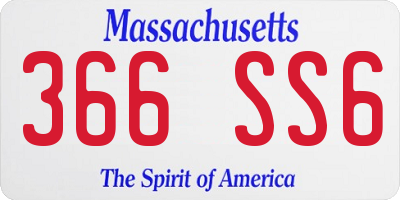 MA license plate 366SS6