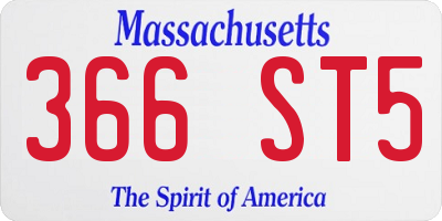 MA license plate 366ST5