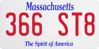 MA license plate 366ST8