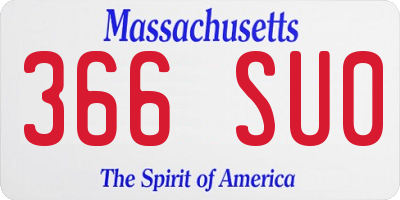 MA license plate 366SU0