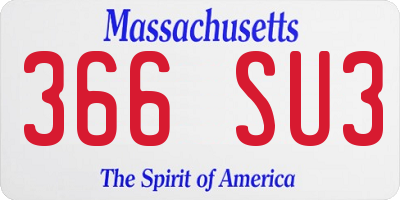 MA license plate 366SU3