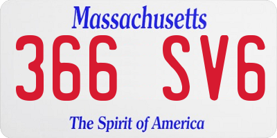 MA license plate 366SV6