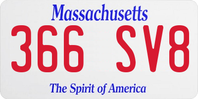 MA license plate 366SV8