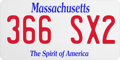 MA license plate 366SX2