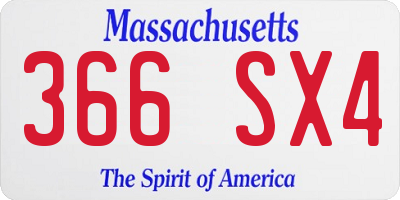MA license plate 366SX4