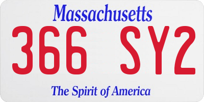 MA license plate 366SY2