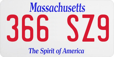MA license plate 366SZ9