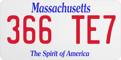 MA license plate 366TE7