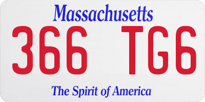 MA license plate 366TG6