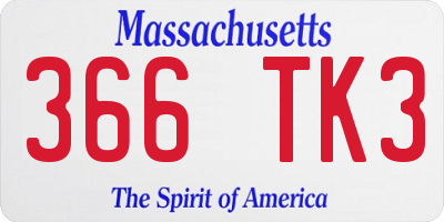 MA license plate 366TK3