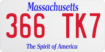 MA license plate 366TK7