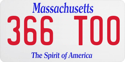MA license plate 366TO0